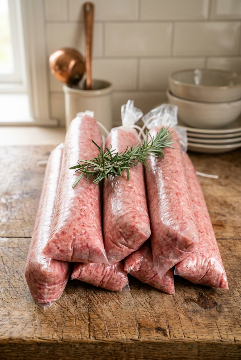 Sausage meat without Christmas decorations